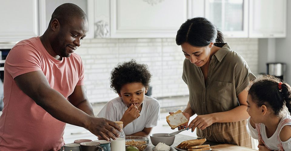 Family having breakfast