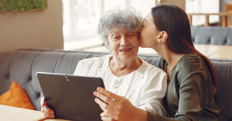Granny on tablet